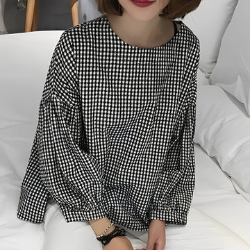 Tahlia - Casual Check Shirt with Asymmetric Design for Women