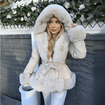 Madalyn - Elegant Fur Coat with Hood for Women