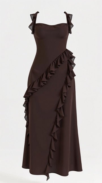 Avery - Kleid - Maxikleid mit Rüschen - Kleider - Dunkel lila - Müller Mode