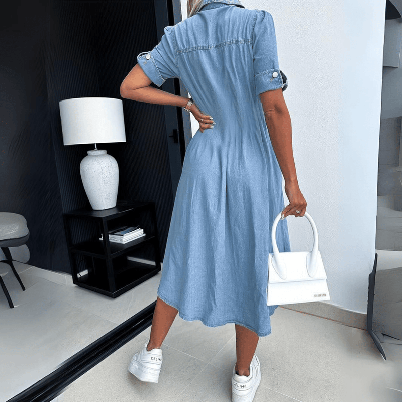 Harlee - Stylish Denim Dress in Midi Length for Women