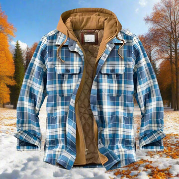 Bronson - Warm Hooded Jacket with Check Pattern for Men