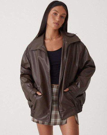Ariane – Women's Leather Jacket in Oversize Style
